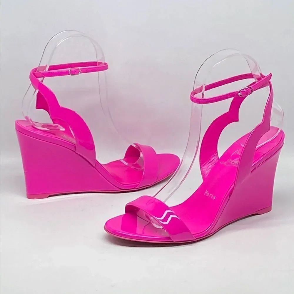 Christian Louboutin Zeppa Chick 85mm Patent Leather Wedges size 37